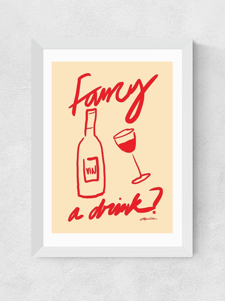 East End Prints White Fancy a Drink Wall Art Print by Stephie Cardona - Image 2 of 3