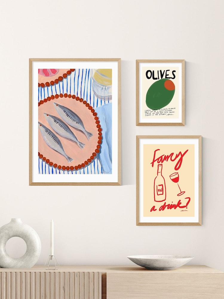East End Prints Oak Sardines Supper Wall Art Print by Susie Miller - Image 3 of 3 East End Prints Oak Sardines Supper Wall Art Print by Susie Miller - Image 3 of 3