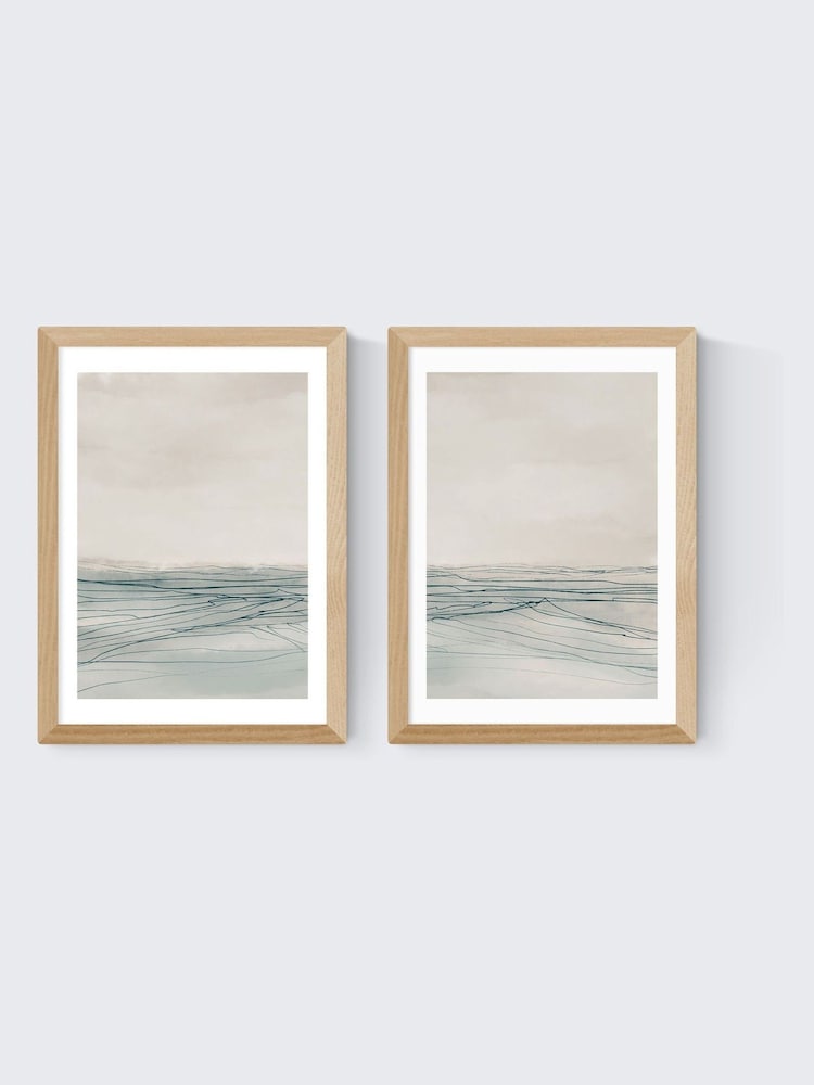 East End Prints Set of 2 Oak Still Sea Wall Art Prints by Dan Hobday - Image 2 of 2