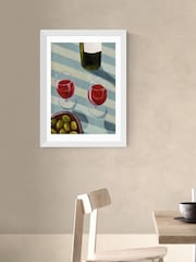 East End Prints White Blue Wine Time Wall Art Print by Susie Miller - Image 1 of 3