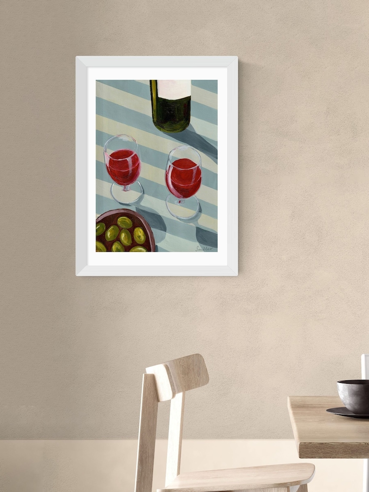 East End Prints White Blue Wine Time Wall Art Print by Susie Miller - Image 1 of 3 East End Prints White Blue Wine Time Wall Art Print by Susie Miller - Image 1 of 3