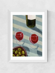 East End Prints White Blue Wine Time Wall Art Print by Susie Miller - Image 2 of 3