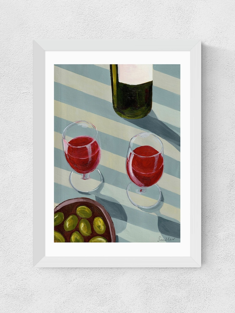 East End Prints White Blue Wine Time Wall Art Print by Susie Miller - Image 2 of 3