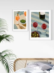 East End Prints White Blue Wine Time Wall Art Print by Susie Miller - Image 3 of 3