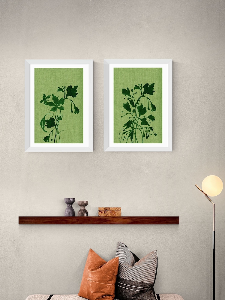 East End Prints Set of 2 White Terre Verte Wall Art Prints by Cartissi - Image 1 of 2
