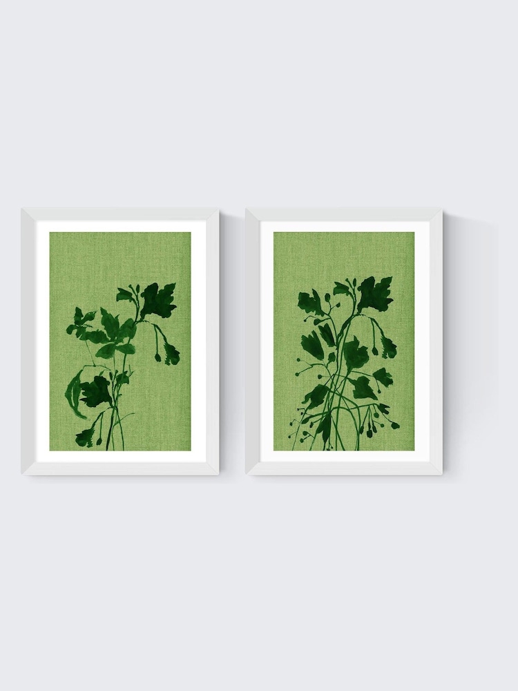 East End Prints Set of 2 White Terre Verte Wall Art Prints by Cartissi - Image 2 of 2
