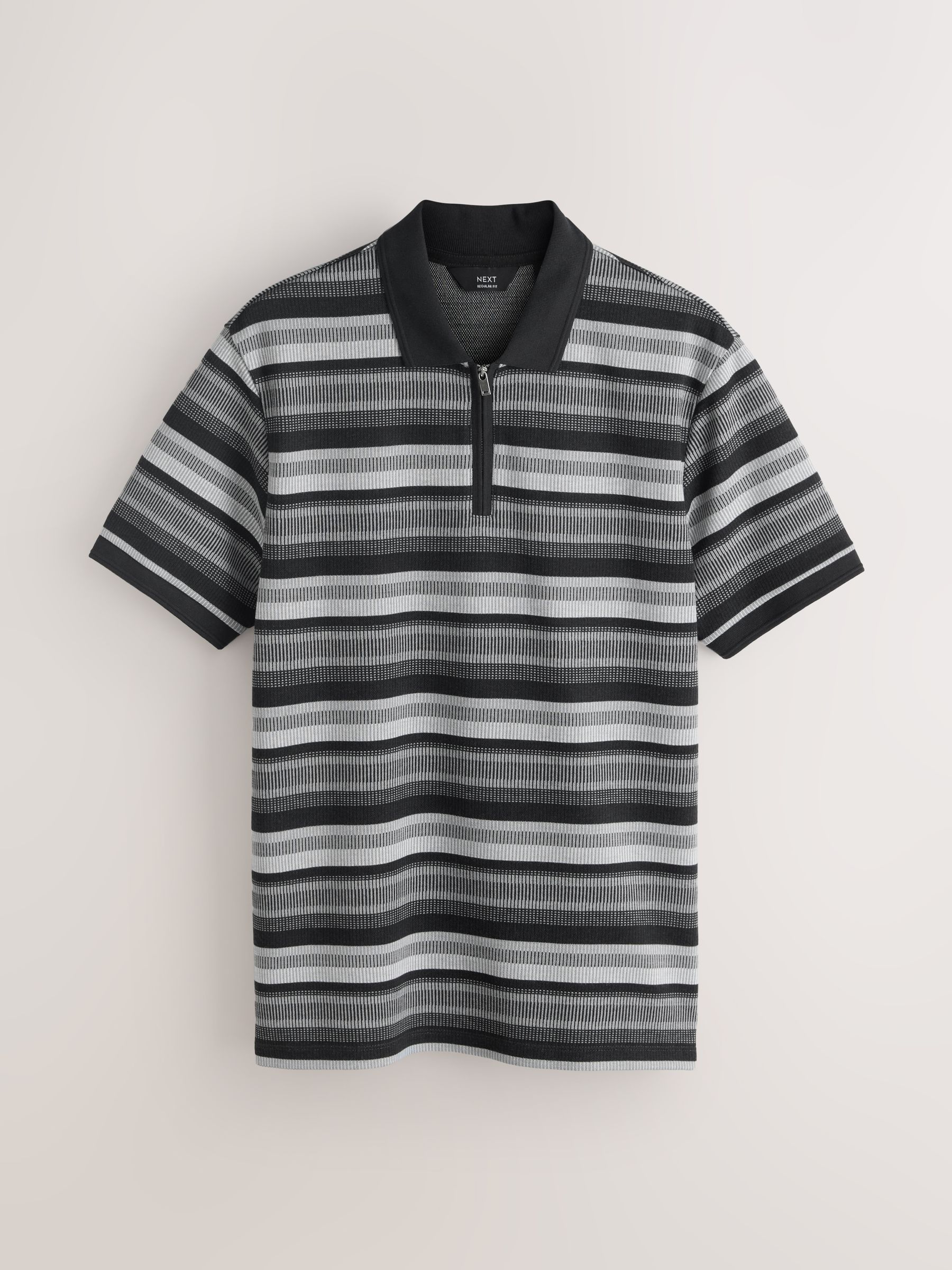 Buy Mono Horizontal Striped Zip Neck Polo Shirt from Next USA
