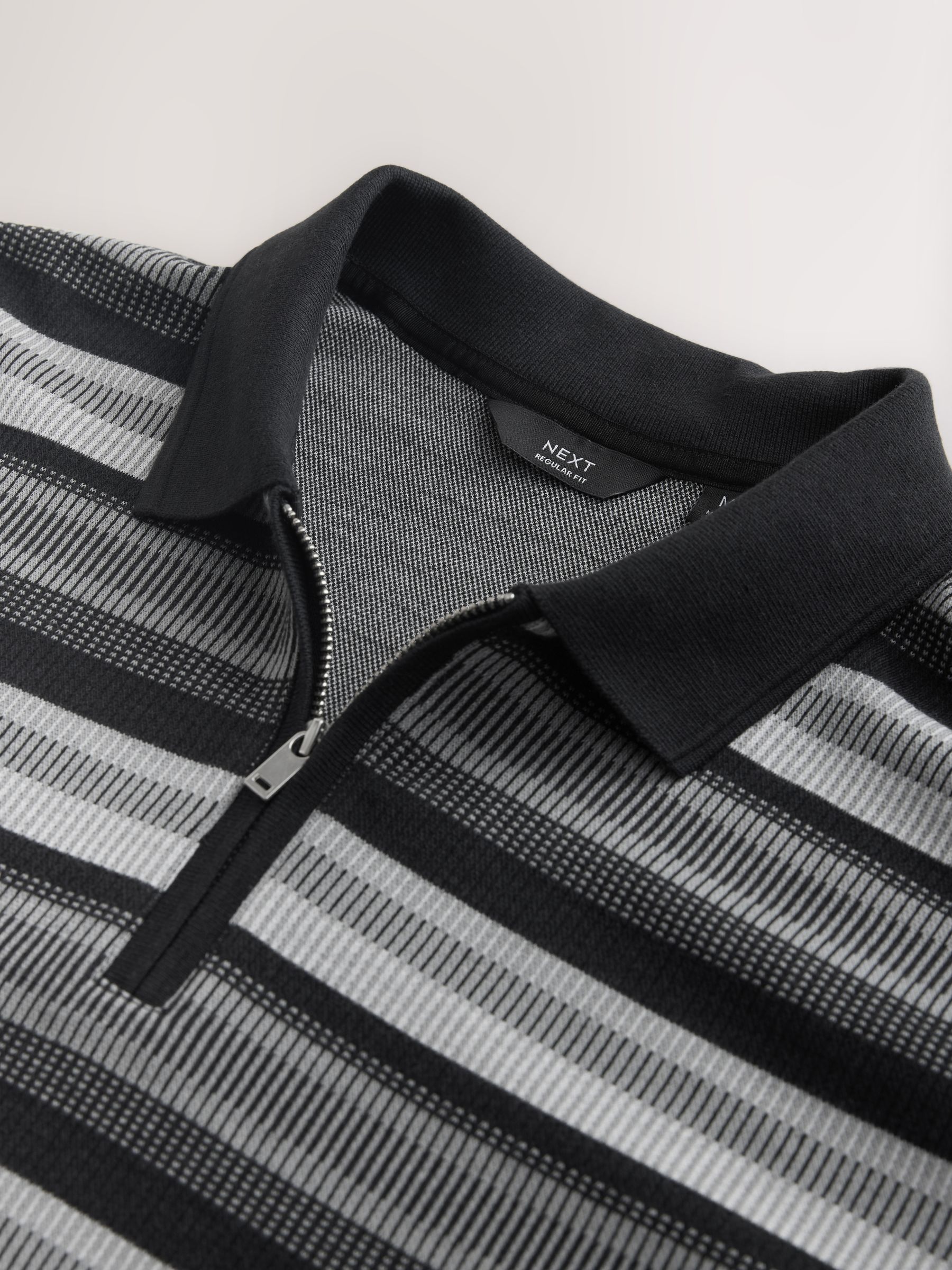 Buy Mono Horizontal Striped Zip Neck Polo Shirt from Next USA