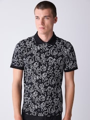 Black/White Felix Licenced Short Sleeve Polo Shirt - Image 2 of 7