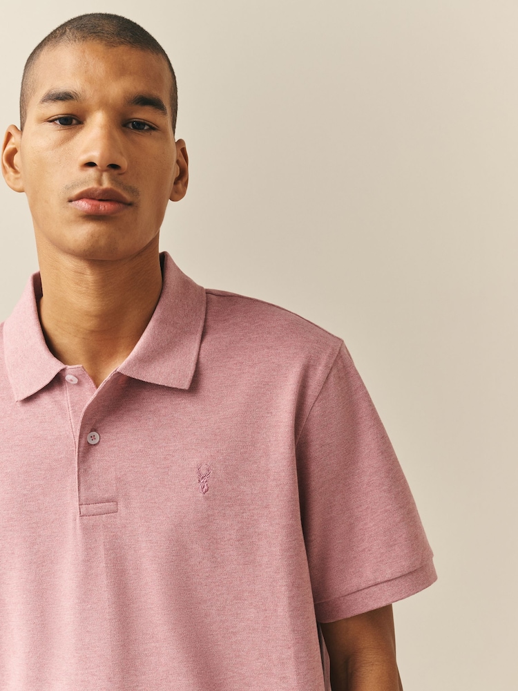 Pink Regular Fit Short Sleeve Pique Polo Shirt - Image 2 of 7 Pink Regular Fit Short Sleeve Pique Polo Shirt - Image 2 of 7