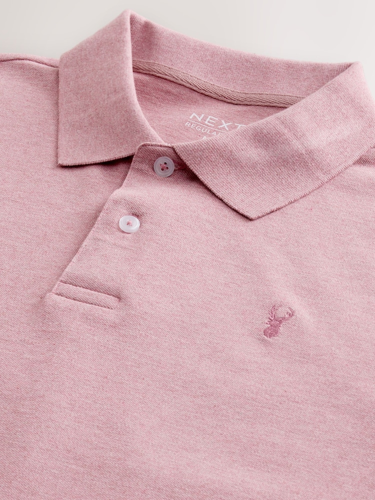 Pink Regular Fit Short Sleeve Pique Polo Shirt - Image 7 of 7 Pink Regular Fit Short Sleeve Pique Polo Shirt - Image 7 of 7