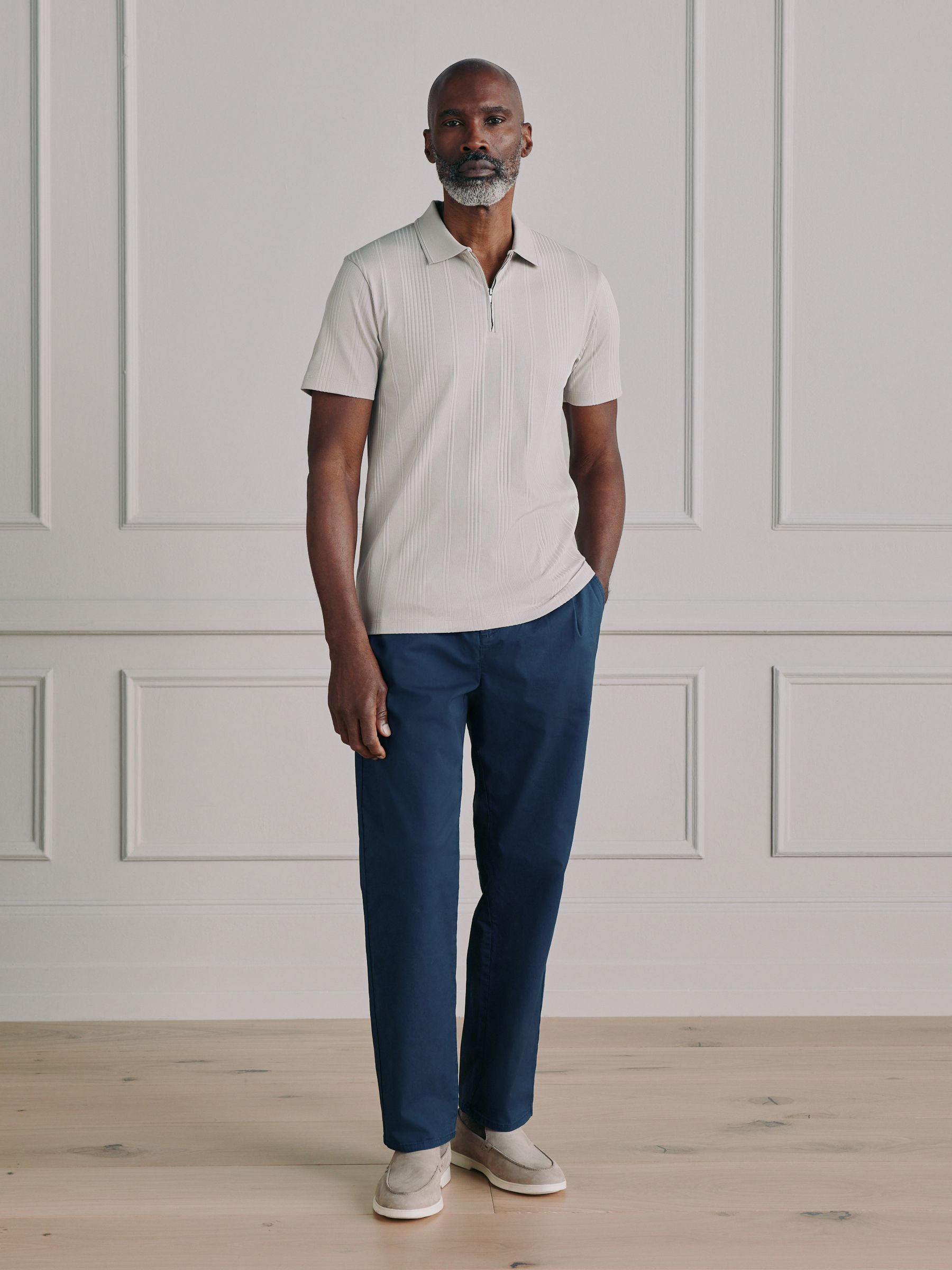Buy Neutral N.Premium Signature Supima Ribbed Polo Shirt from Next