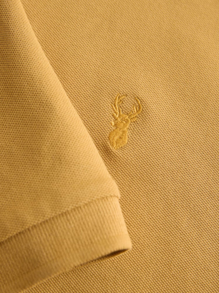 Mustard Yellow Regular Fit Short Sleeve Pique Polo Shirt - Image 7 of 7