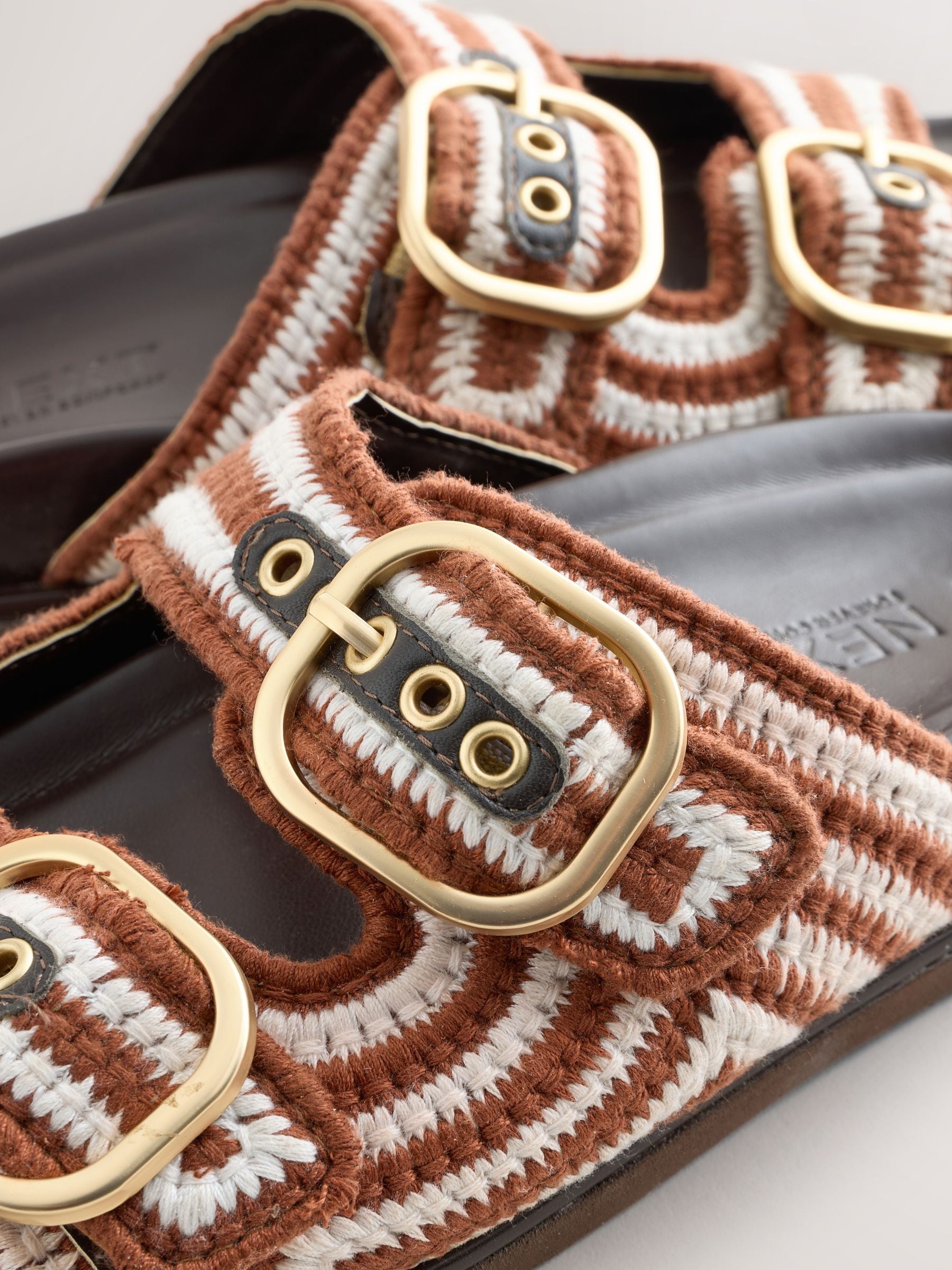 Buy Chocolate Brown Crochet Forever Comfort® Footbed Sandals from