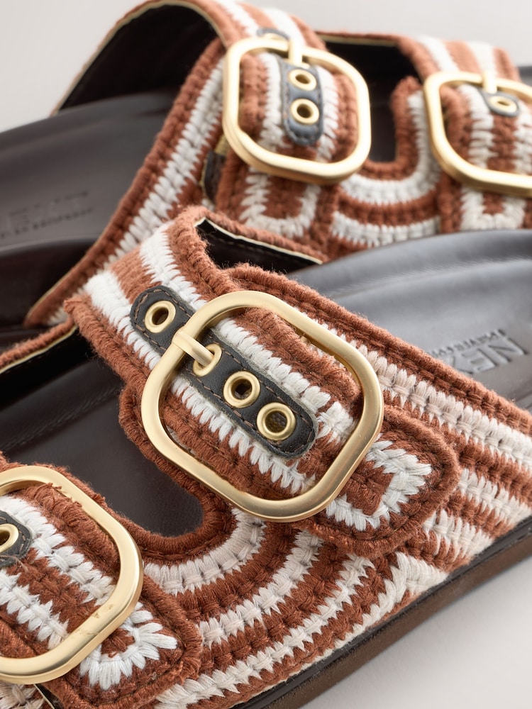 Chocolate Brown Crochet Forever Comfort® Footbed Sandals - Image 11 of 11