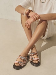 Chocolate Brown Crochet Forever Comfort® Footbed Sandals - Image 2 of 11