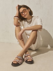 Chocolate Brown Crochet Forever Comfort® Footbed Sandals - Image 3 of 11