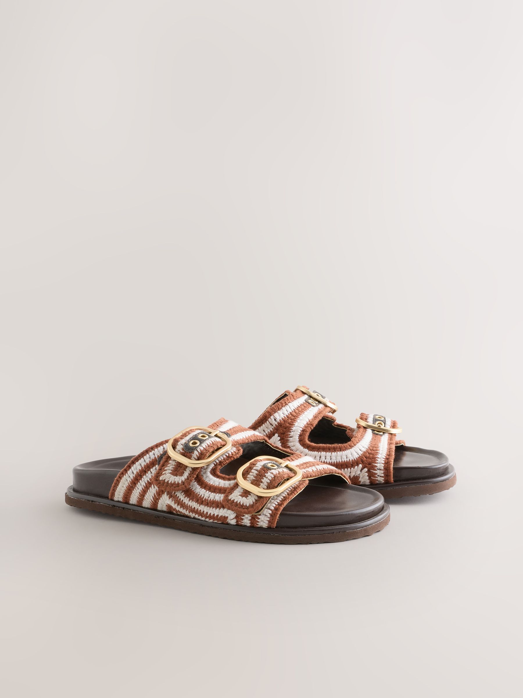 Buy Chocolate Brown Crochet Forever Comfort® Footbed Sandals from