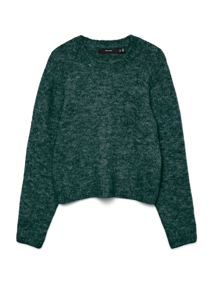 VERO MODA Dark Green Round Neck Soft Touch Cosy Knitted Jumper - Image 5 of 5 VERO MODA Dark Green Round Neck Soft Touch Cosy Knitted Jumper - Image 5 of 5