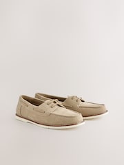 Neutral Boat Shoes with Leather Laces - Image 1 of 5