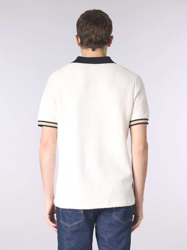 Pretty Green White Stratosphere Knit Polo Shirt - Image 2 of 4