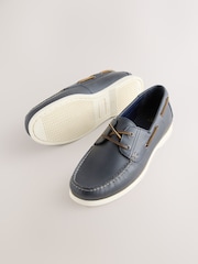 Navy Leather Boat Shoes - Image 3 of 5