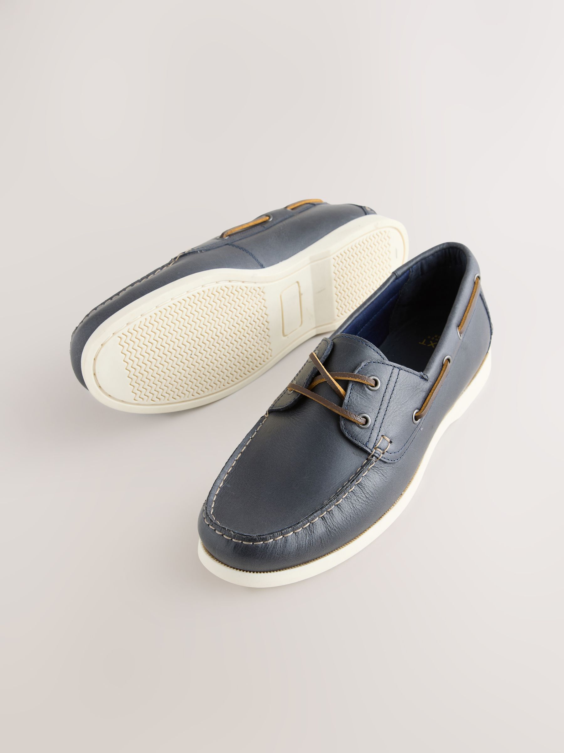 Buy Navy Leather Boat Shoes from Next USA
