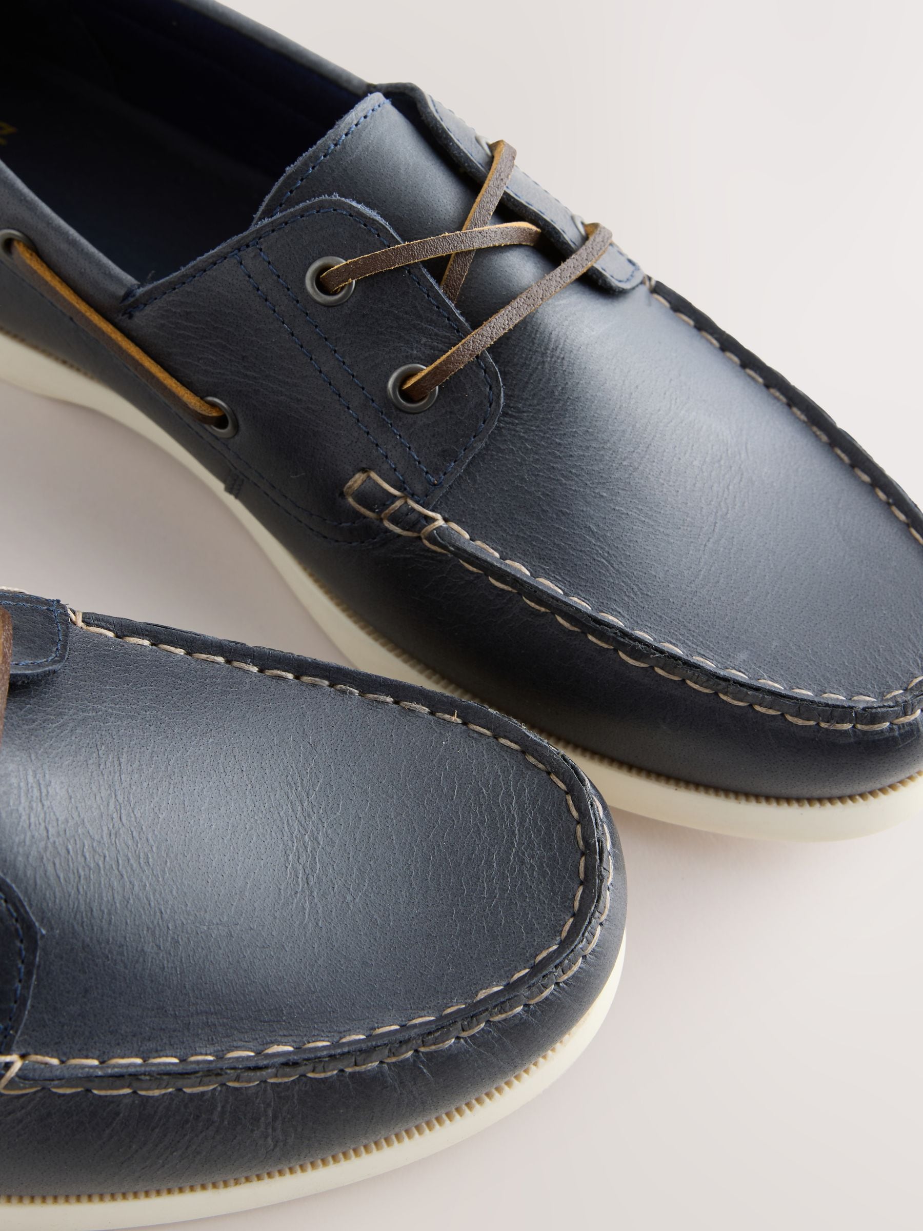 Buy Navy Leather Boat Shoes from Next USA