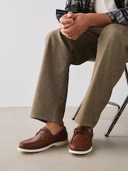 Hellbraun - N. Premium-Leder-Bootsschuhe - Bild 7 von 8