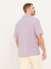 FatFace Dusky purple Short Sleeve Relaxed Fit Garment Dye Geo Textured Shirt - Image 2 of 6