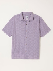 FatFace Dusky purple Short Sleeve Relaxed Fit Garment Dye Geo Textured Shirt - Image 6 of 6