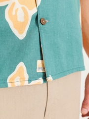 FatFace Green Short Sleeve Relaxed Fit Large Hawaiian Floral Shirt - Image 4 of 6