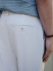 Bone White Regular Tapered Fit Summerweight Twin Pleat Chino Trousers - Image 12 of 12