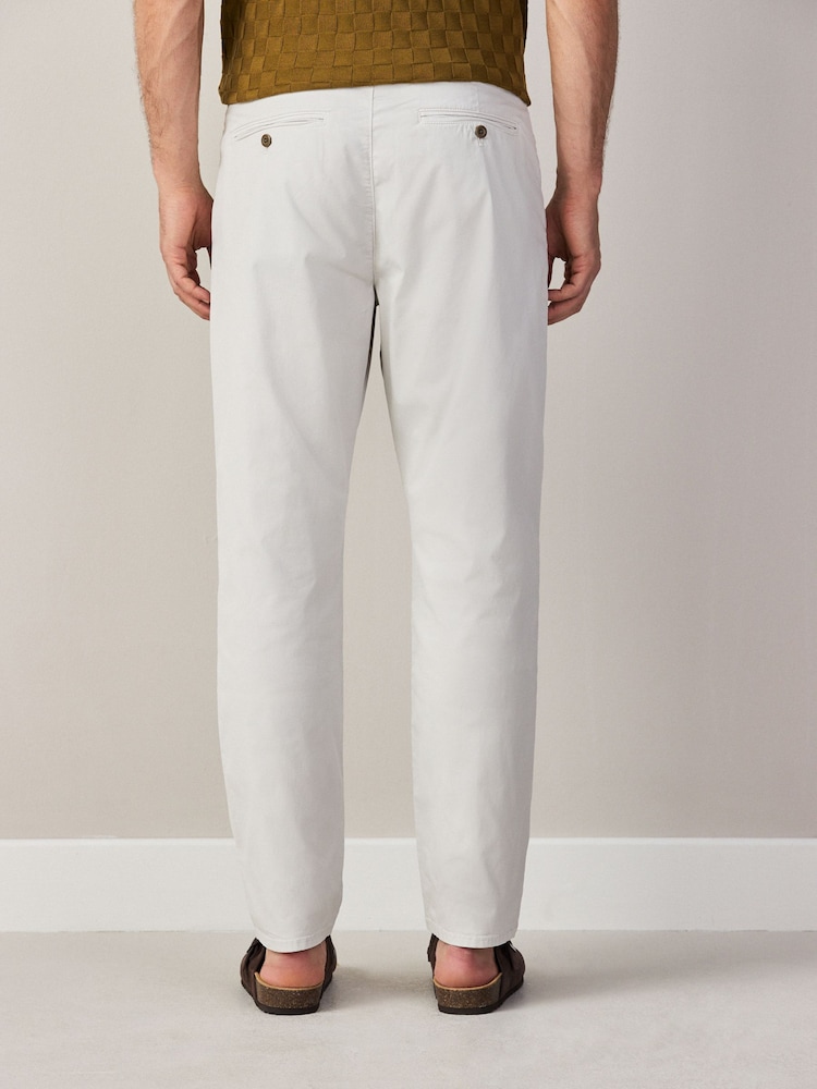 Bone White Regular Tapered Fit Summerweight Twin Pleat Chino Trousers - Image 2 of 12