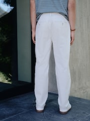 Bone White Regular Tapered Fit Summerweight Twin Pleat Chino Trousers - Image 8 of 12