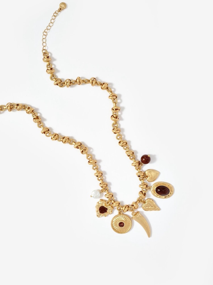 Mint Velvet Gold Tone Statement Charm Necklace - Image 2 of 4