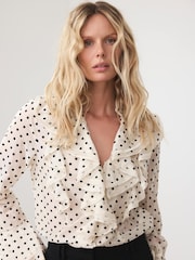 Mint Velvet White Polka Dot Ruffle Blouse - Image 4 of 8