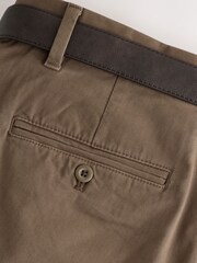 Tanfärgad Brun - Single Pleat Chino Trousers With Belt - Bild 4 av 4