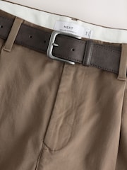 بني فاتح بني - بنطلون تشينو بطيّة واحدة مع حزام - صورة 9 من 11