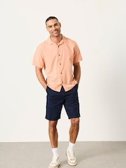 FatFace Coral Pink Short Sleeve Relaxed Fit Garment Dye Geo Textured Shirt - Image 3 of 5
