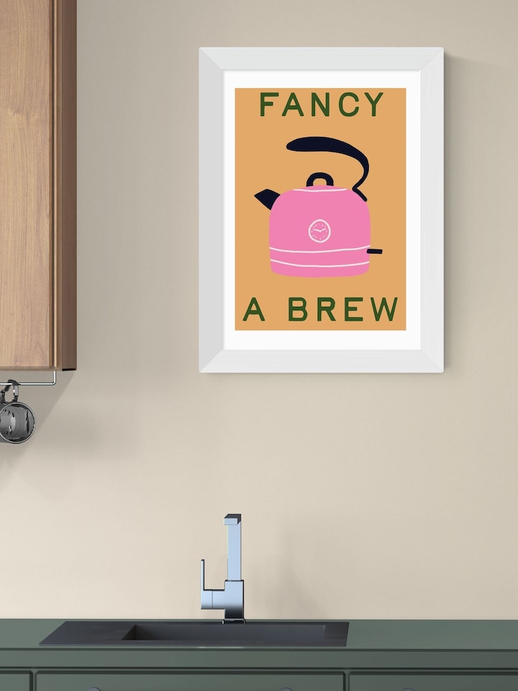 East End Prints White Fancy a Brew Wall Art Print by Emmy Lupin Studio - Image 1 of 3