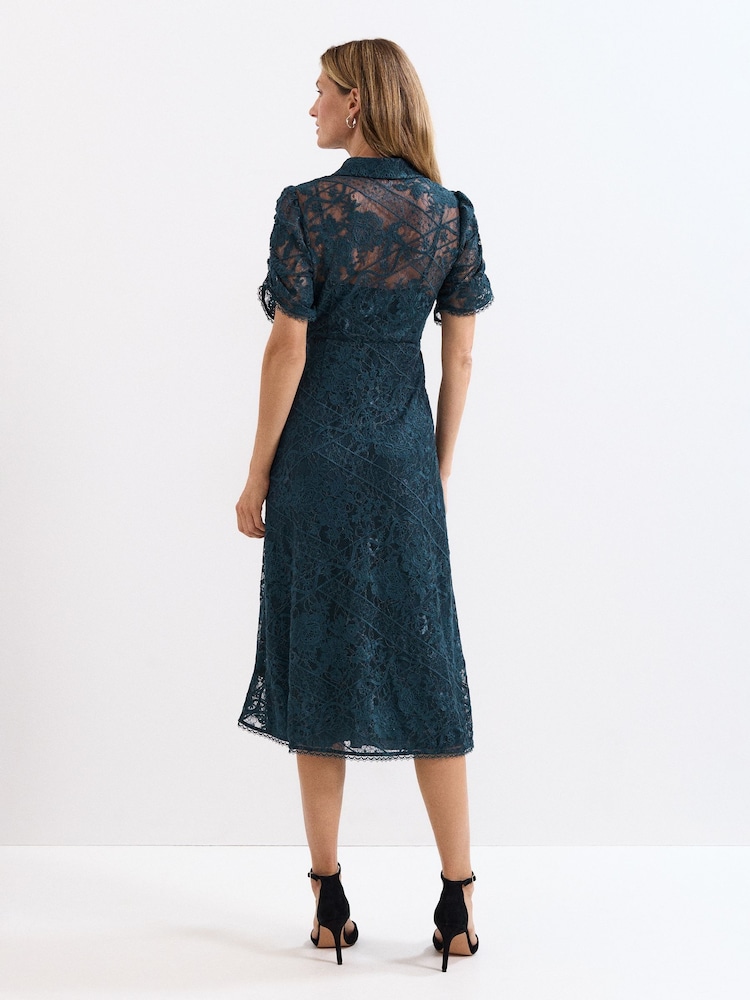 Phase Eight Blue Lunna Lace Midi Dress - Image 2 of 7 Phase Eight Blue Lunna Lace Midi Dress - Image 2 of 7