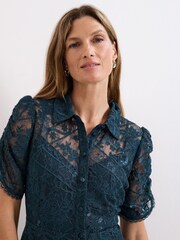 Phase Eight Blue Lunna Lace Midi Dress - Image 4 of 7