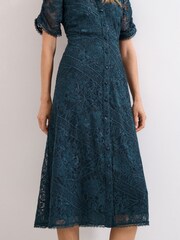 Phase Eight Blue Lunna Lace Midi Dress - Image 6 of 7