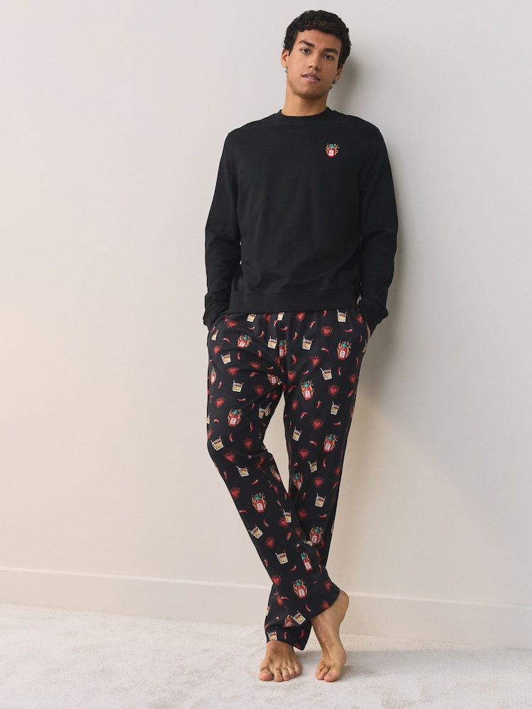 Black/Red Valentines Hot Sauce Pyjamas Set - Image 1 of 12