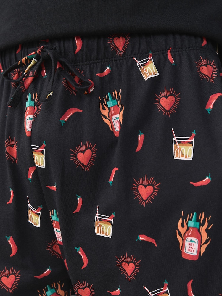 Black/Red Valentines Hot Sauce Pyjamas Set - Image 12 of 12