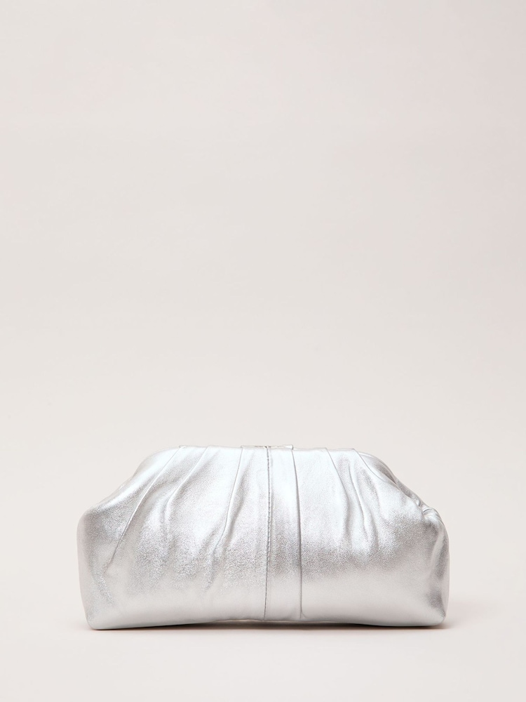 Phase Eight Silver Pouch Clutch Bag - Image 1 of 7 Phase Eight Silver Pouch Clutch Bag - Image 1 of 7