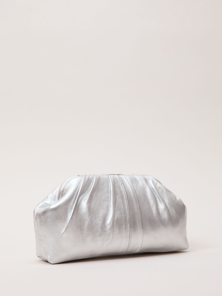 Phase Eight Silver Pouch Clutch Bag - Image 2 of 7 Phase Eight Silver Pouch Clutch Bag - Image 2 of 7