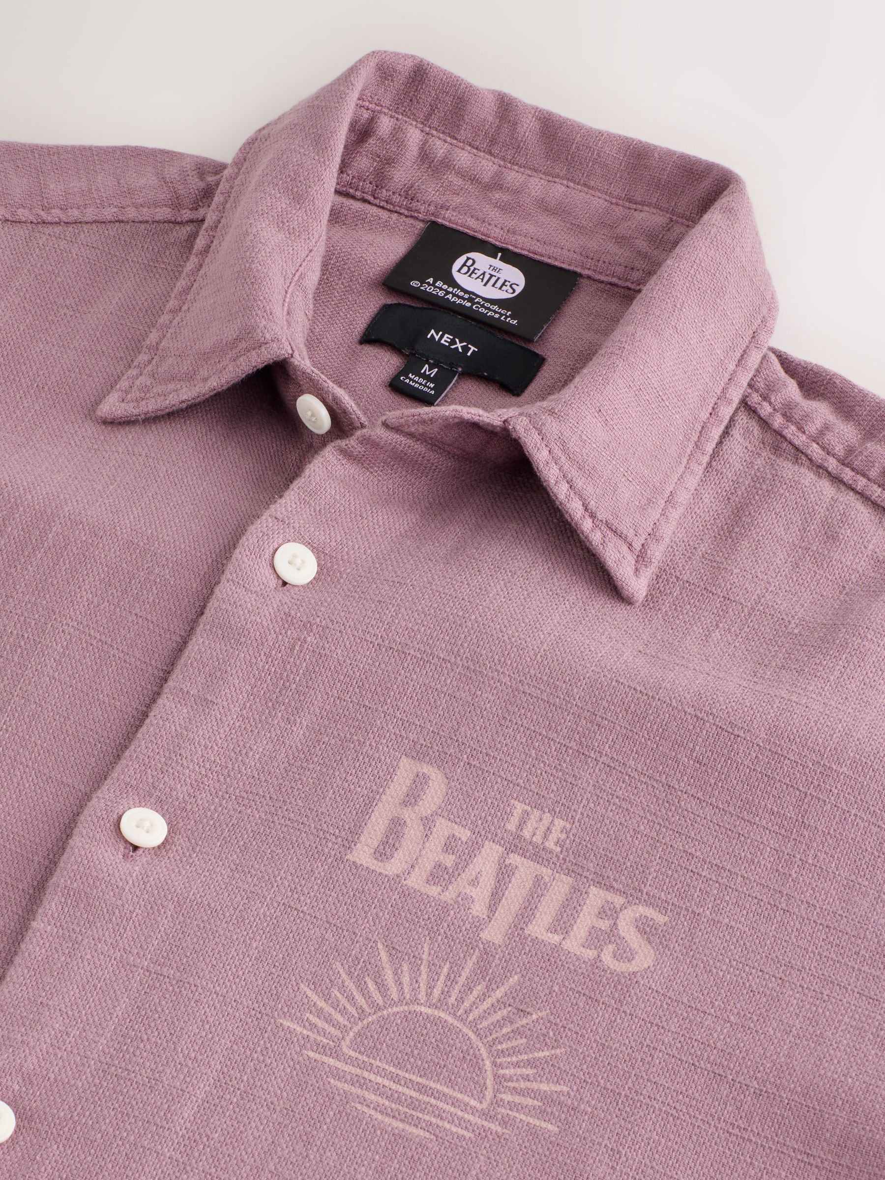 Buy Mauve Purple The Beatles Print Relaxed Fit Short Sleeve Revere