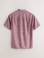 Mauve Purple The Beatles Print Short Sleeve Shirt - Image 2 of 6